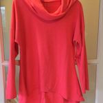 Comfy Neon Coral Knit High Low Scuba Hoodie Drape Neck Womens Medium Pullover Pink Photo 9