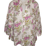 Foxcroft  Shaped Fit Floral Eyelet Button Down Blouse Top Size 18w Photo 0