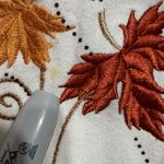 🍂 Cozy Fall Multicolor Leaf Embroidered Sweatshirt with Bead Embellishments 🍁 L White Size L Photo 11