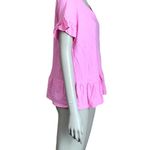 Crown & Ivy Pink Ruffle Short Sleeve Top Photo 2