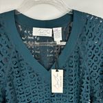 Byron Lars Beauty Mark Boyfriend Laser Cut Tee Sheer Size 2 Teal Blue V Neck NWT Green Photo 2