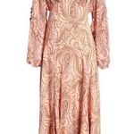Free People NWT  Mirage Maxi Dress Long Sleeve Flowy Boho Peach Combo Size 2 NEW Photo 0
