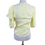 Krisa  Womens Yellow Snake Print Jacquard Wrap Blouse Puff Sleeve XS Photo 3