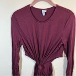 & Other Stories & Other Stories Cut Out Waist Long Sleeve Fitted Midi Dress Burgundy Maroon M Photo 3