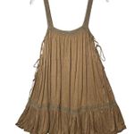 Free People Top Womens Small Green Boho Babydoll Tunic Tank Crinkle Lace Trim Photo 2