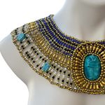 Ancient Egyptian Revival Beaded Scarab Collar
Necklace Handmade Statement Piece Gold Photo 2
