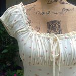 Abound  Yellow and Coral Floral Rose Cap Sleeve Blouse with Ruffled Tie Front NWT Photo 11