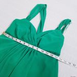 David's Bridal Women size 2 Green Rhinestone Halter Emerald Dress High Low Photo 3