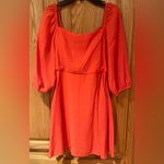 MELLODAY Orange Square Neckline A-Line Lined Mini Dress 3/4 Sleeves Size XS Photo 7