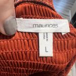 Maurice's Women's L Red Geometric Smocked Peplum Blouse Short Sleeve Photo 7