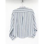 frame denim FRAME Stand Collar Striped Linen Blend Shirt In Blue XS Photo 5
