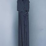 Michael Kors Spaghetti Strap Navy Blue Polka Dot Wrap Top Wide Leg Jumpsuit Photo 0
