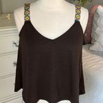 Rue 21 Brown crop Top Colorful Embroidered Straps Womens S New Rue Tank Flowy Knit Photo 4