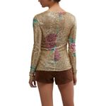 Free People NWT Intimately Gold Rush Champagne Combo Printed Sequin Long Sleeve Photo 1