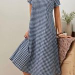 Emery Rose  Checkered Dress Size M Navy White Photo 0