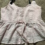 Sabina Musayev Jess Tank Top Seersucker Gingham Pink White Stripe Thick Straps M Photo 5