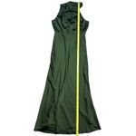 Lulus NWT Women's Distinctive Charm Olive Green Satin Asymmetrical Maxi Dress L Photo 5