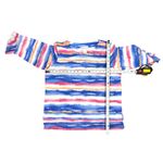 Alfred Dunner Womens Top Size M Blue Pink Striped Watercolor Print Rhinestones Size M Photo 5