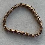 Vintage Designer 925 Sterling Silver Gold Tone Purple Sapphire Tennis Bracelet Photo 6