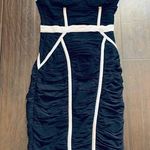 ASOS Vintage Black & Ivory Sexy Ruche Bodycon Strapless Cocktail Dress Size 4 Photo 0