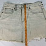 American Eagle sz 8 SHORT Light Wash Super High Waist Festival Denim Mini Skirt Photo 6