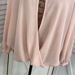 Sans Souci Sheer Split Front Surplus Blouse Blush Pink Small Photo 4