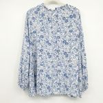 Old Navy  Womens Blue Floral Print V Neck Long Sleeve Peasant Blouse Size XXL Photo 4