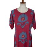 Utsa Dress Large Red Short Sleeve Hi Low Boho Floral Viscose Photo 1