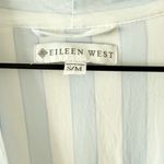 Eileen West EcoVero Pale Stripe Short Wrap Robe in Light Blue and White Photo 6