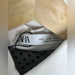 ZARA  Womens Sheer Polka Dot Organza Blouse White Collar Crystal Buttons S NWOT Photo 6