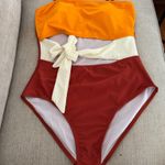 Viottise. Women's Bandeau One Piece Swimsuit Strapless Tie High Cut Out Bathing Suit Photo 1