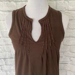 New York And Company New York & Co women M scoopneck to v-cut pleated tank top brown  Photo 2