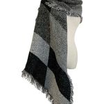 Italian Cashmere & Wool Asymmetrical Wrap Scarf Black Photo 0