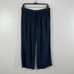 Splendid Linen Blend Wide Leg Pants Navy Blue Size M Elastic Waist Drawstring Photo 1
