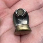 Monet Vintage Signed  Oval Green And Black Stone Magnetic Clip On Earrings Photo 6