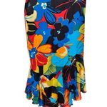 Dana Buchman Colorful Floral Silk Lined Skirt Sz 10 High Low Ruffle Hem Hawaiian Photo 0