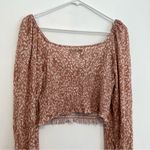 Urban Outfitters UO Old Soul Smocked Top Mauve Pink ish Leopard Cheetah Crop Top Photo 13