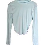 BDG  Urban Outfitters Women’s Sz L Lightweight Turtleneck Baby Blue Pink Trim NWT Photo 0