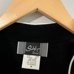 Vintage 90’s Slinky Brand Black Jersey Button Top Y2K White Trim Flare Sleeve M Size M Photo 3