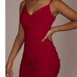David's Bridal Morgan & Co Red Spaghetti Strap Mini Dress Bodycon Size 0 Photo 3