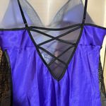 Victoria's Secret Purple Long Camisole Teddy Black Lace Trim Medium M Photo 8