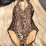 Cute Cheetah One Piece Cut Out Brown Size M Photo 0