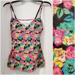 One Step Up  Black Floral Cami Spaghetti Strap Medium Photo 1