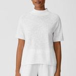 Eileen Fisher Organic Cotton Linen Slub Funnel Neck Top Size S Photo 0