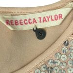Rebecca Taylor  Sleeveless Tan Silver Sequin Demi Peplum Silk Tank Blouse size 6 Photo 9