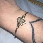 JM Collection Gold Tone  Wire  Fleur-de-lis Hook and Loop Bangle Bracelet Photo 0