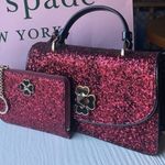 Kate Spade  Black Cherry Glitter Crossbody Bag w Cardholder Patent Leather NWT Photo 1