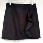 J.Crew Ruffle Mini Skirt Women's Size 4 Black Double Serge Wool Career Preppy Photo 1