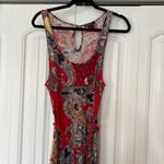 Lucky Brand  Red Paisley Belted Maxi‎ Dress Size Small Photo 4