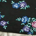 Vintage 80’s Knit Sz M Black Pop Over Cropped Top Shoulder Pads Floral Pattern Blue Size M Photo 7